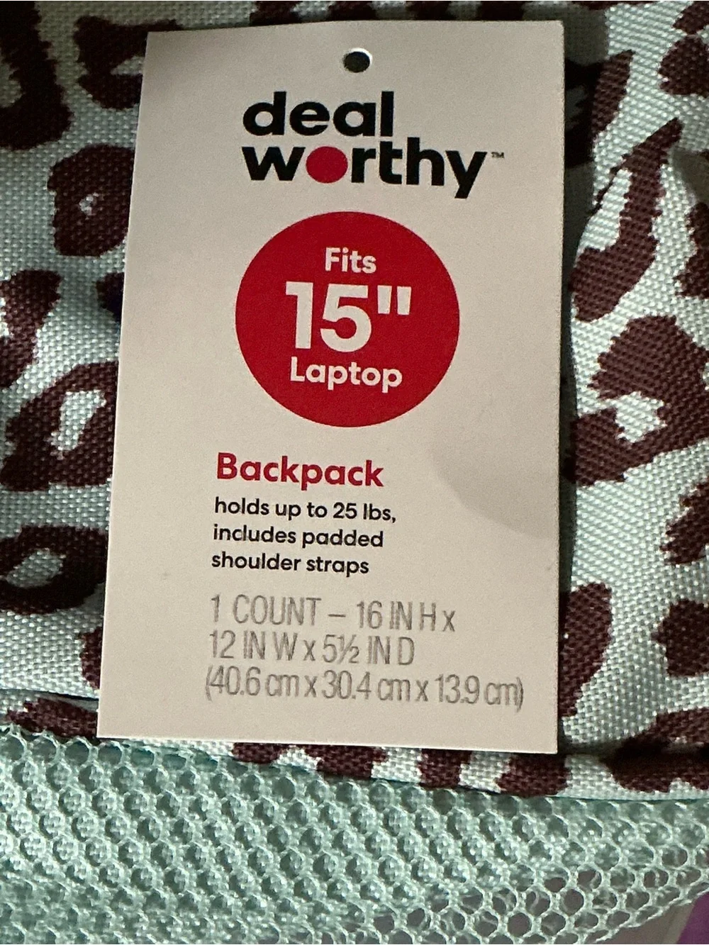 Leopard Print Mint Green  Backpack - Light Blue and Brown